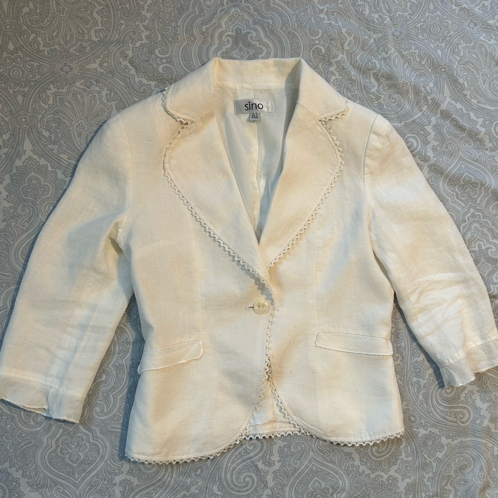 Linen white blazer size 8